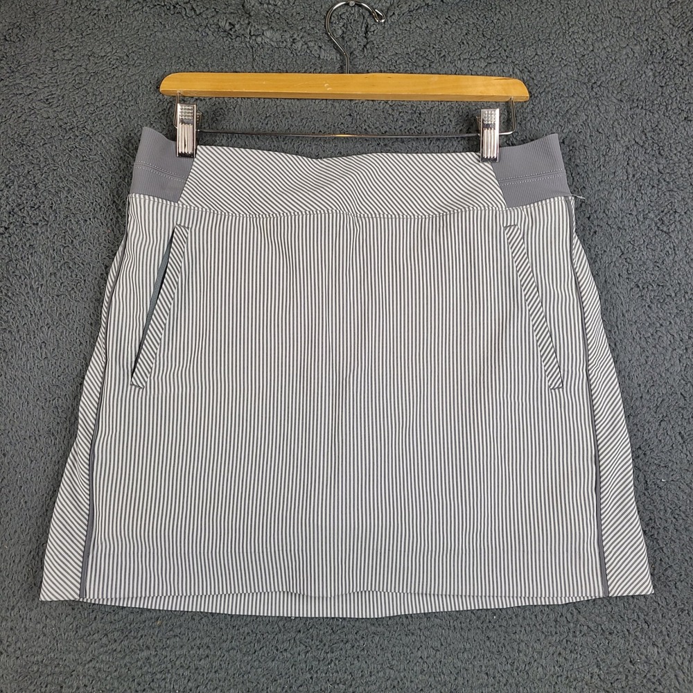 Athleta Brooklyn Textured 16 Skort Grey White Pinstripe Golf Tennis Skirt 10